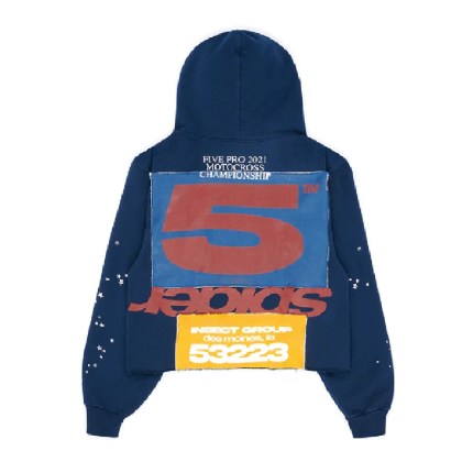 Cropped Navy Blue Sp5der Hoodie 2