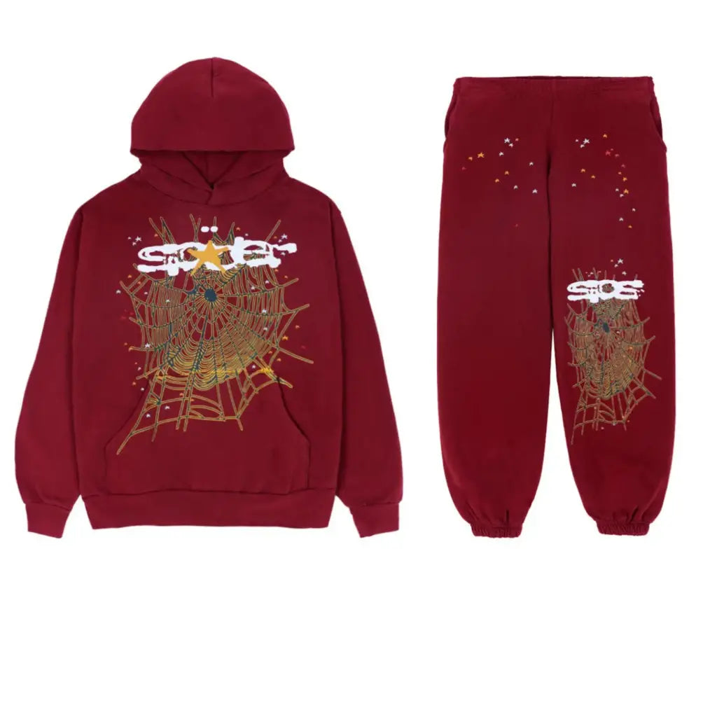 Sp5der Logo Tracksuit Red